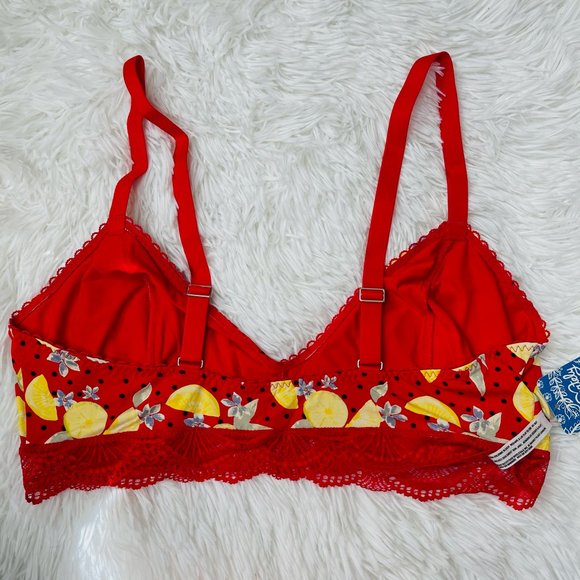 Free People Mari Printed Bralette Cherry Combo L - Picture 6 of 8